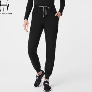 High Waisted Black Scrub Pants